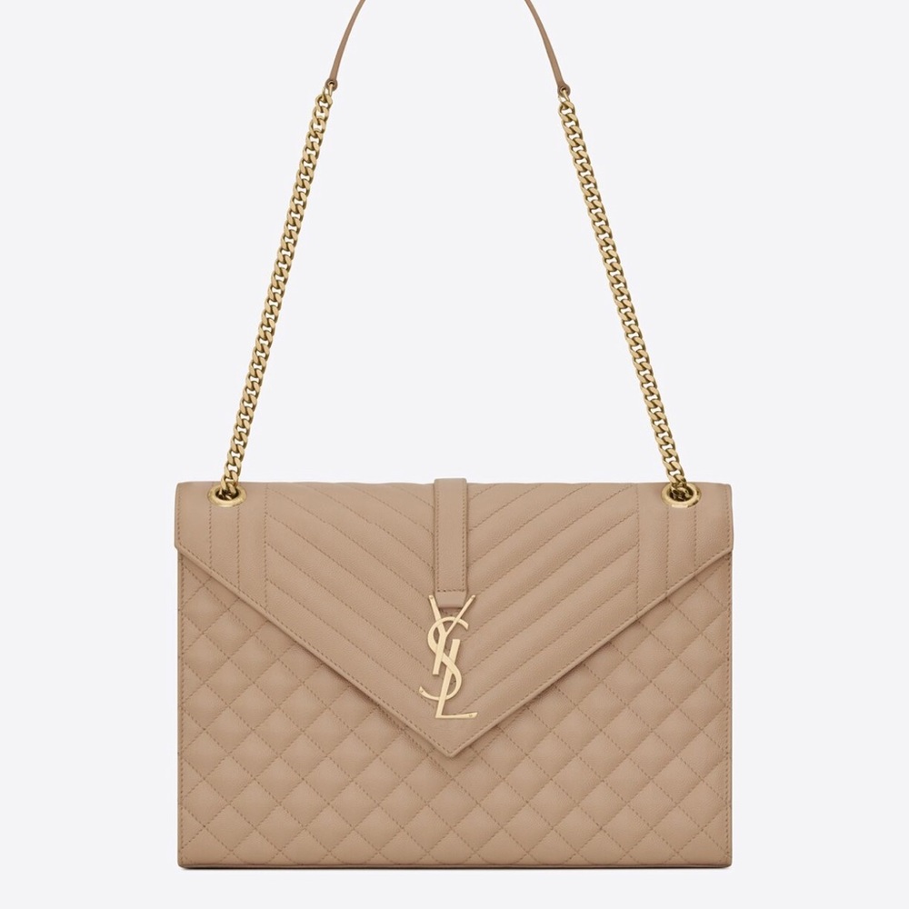Never Used Large YSL Envelope Bag in Dark Beige